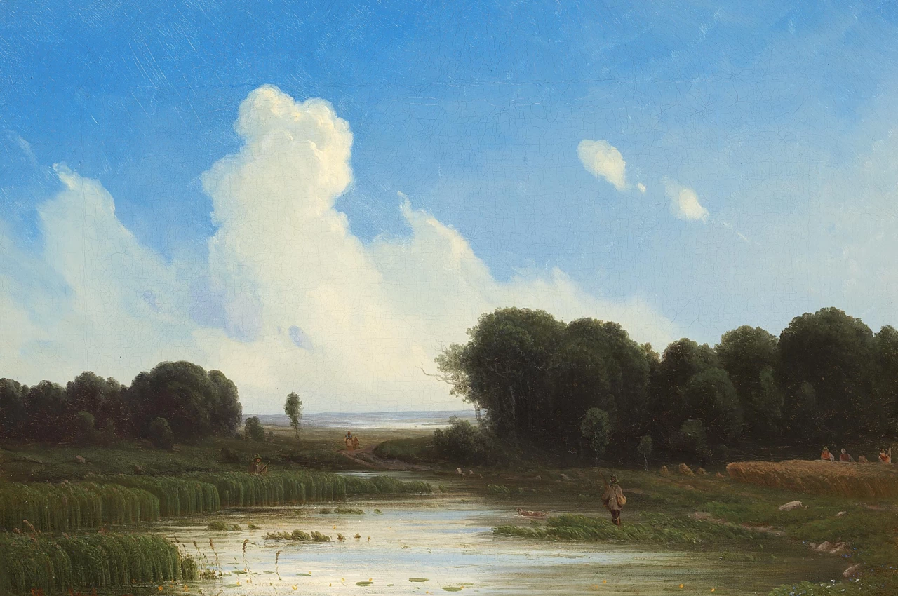 Cacciatori in un lago